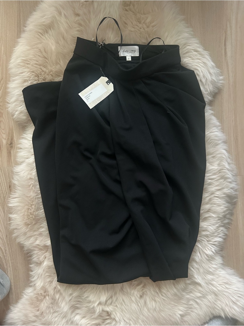 Katie May Black Pleated Maxi Skirt - Draped Front Design